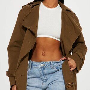 Fashion Nova No Fear Olive Trench Coat - NWT